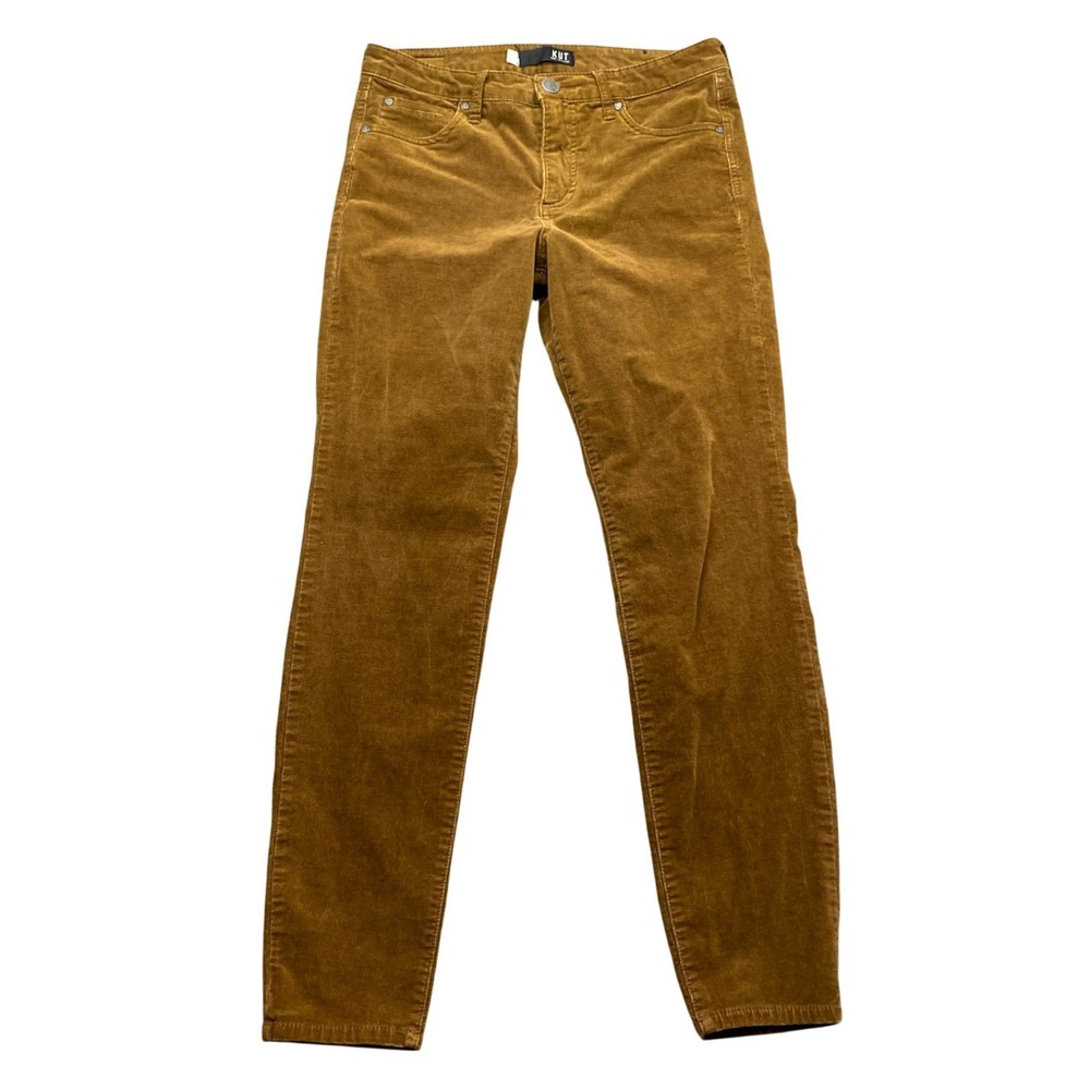 KUT from the Kloth Diana Fab Ab Skinny Corduroy Pants Brown High Rise Size 0